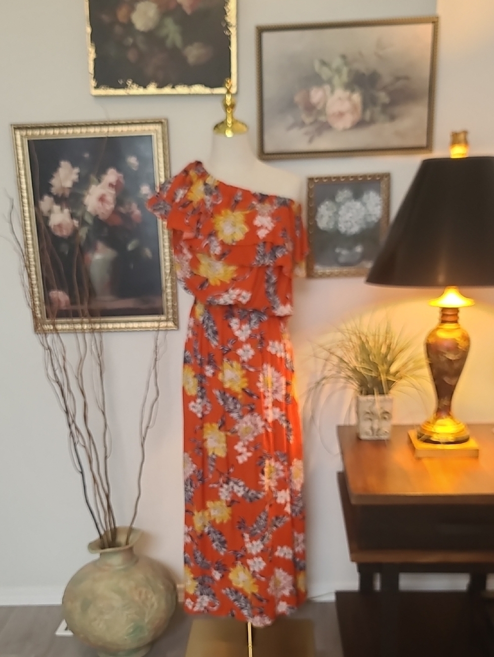 Ace Fashion Orange Floral Maxi Dress